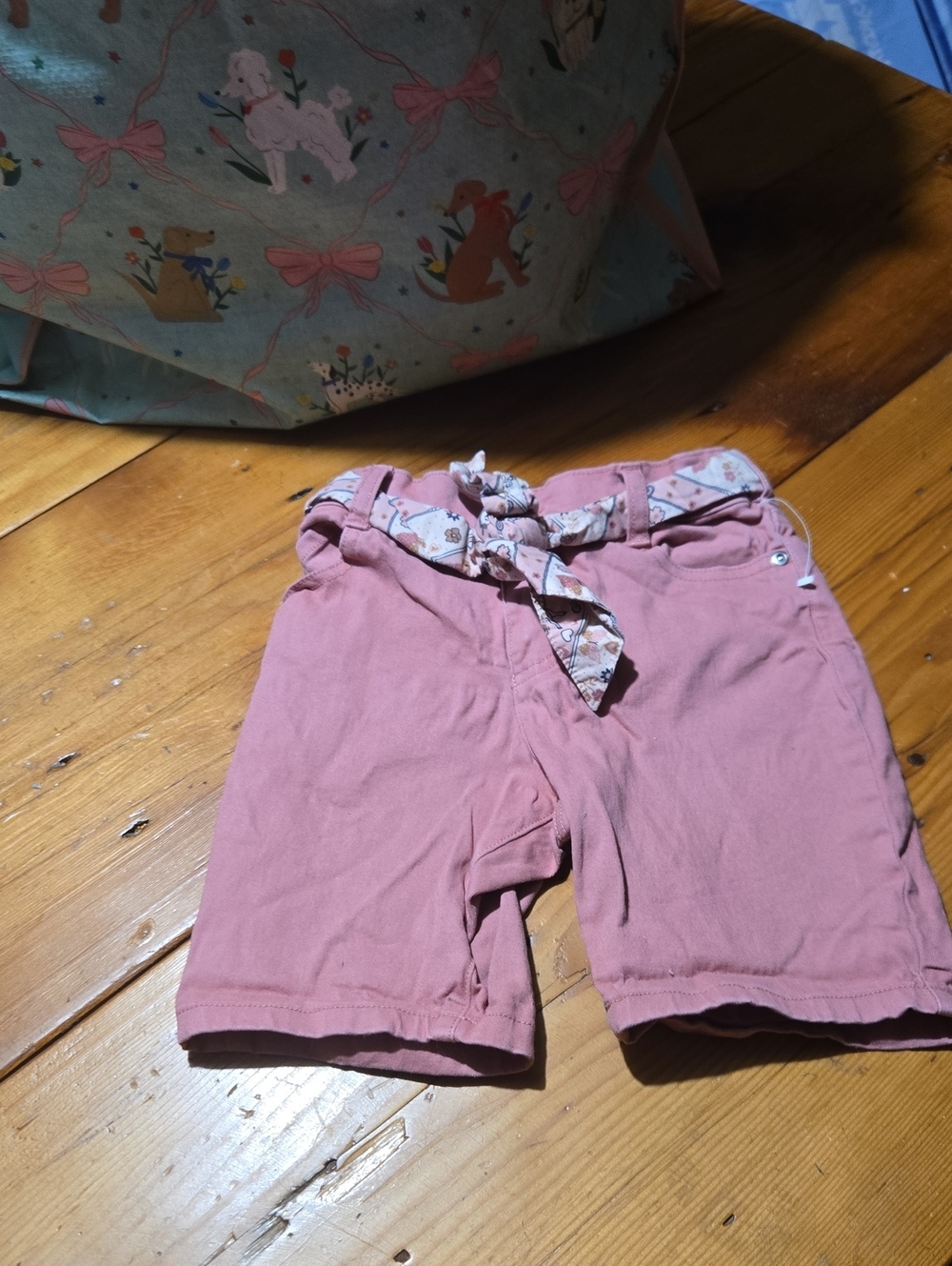 wonder nation Mauve Pink Girls' Shorts with Floral Tie Sz 6